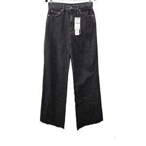 Stradivarius ASOS Denim Straight Fit Raw Hem Black Jeans